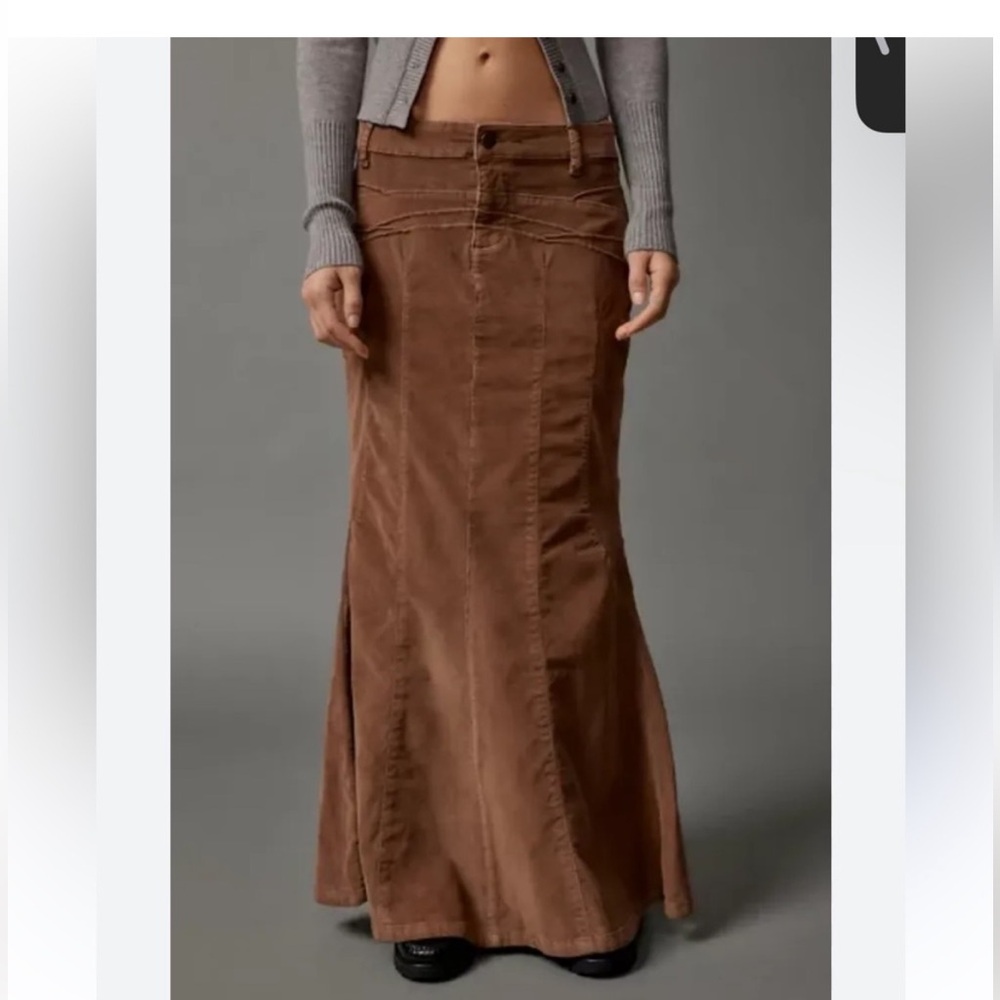 BDG Kendall Fluted Corduroy Maxi Skirt Brown boho Goblincore cottagecore Sz M - Picture 4 of 15
